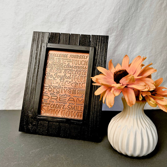 Framed Copper Panel with Words to Live By