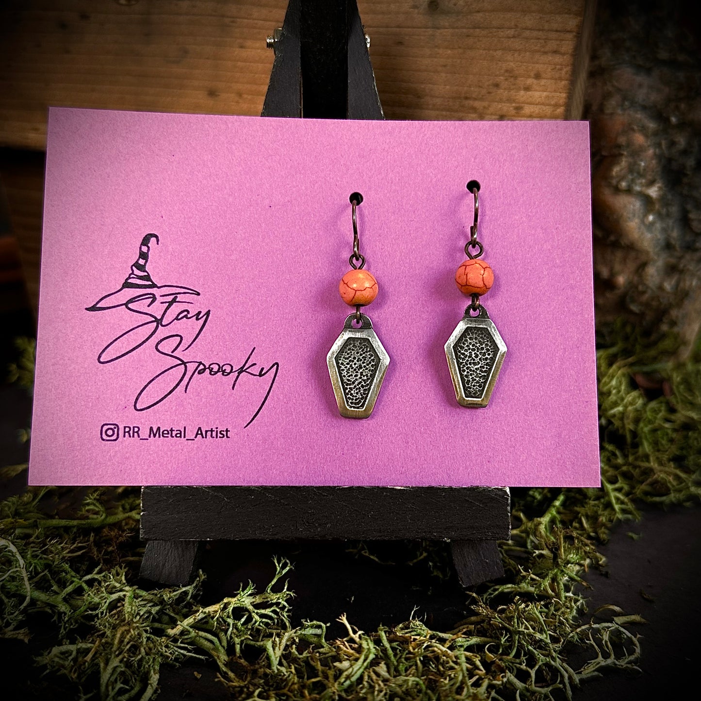 Pewter Coffin Earrings