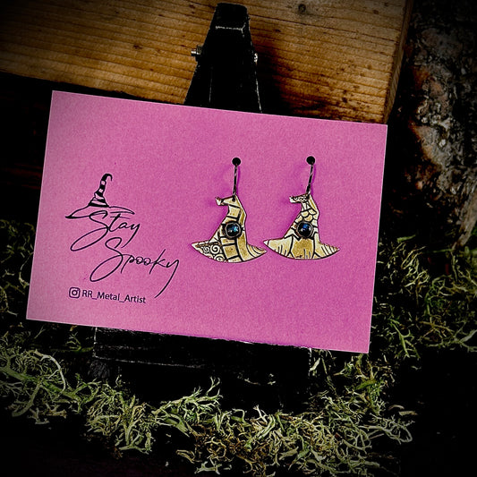 Brass Witch Hat Earrings