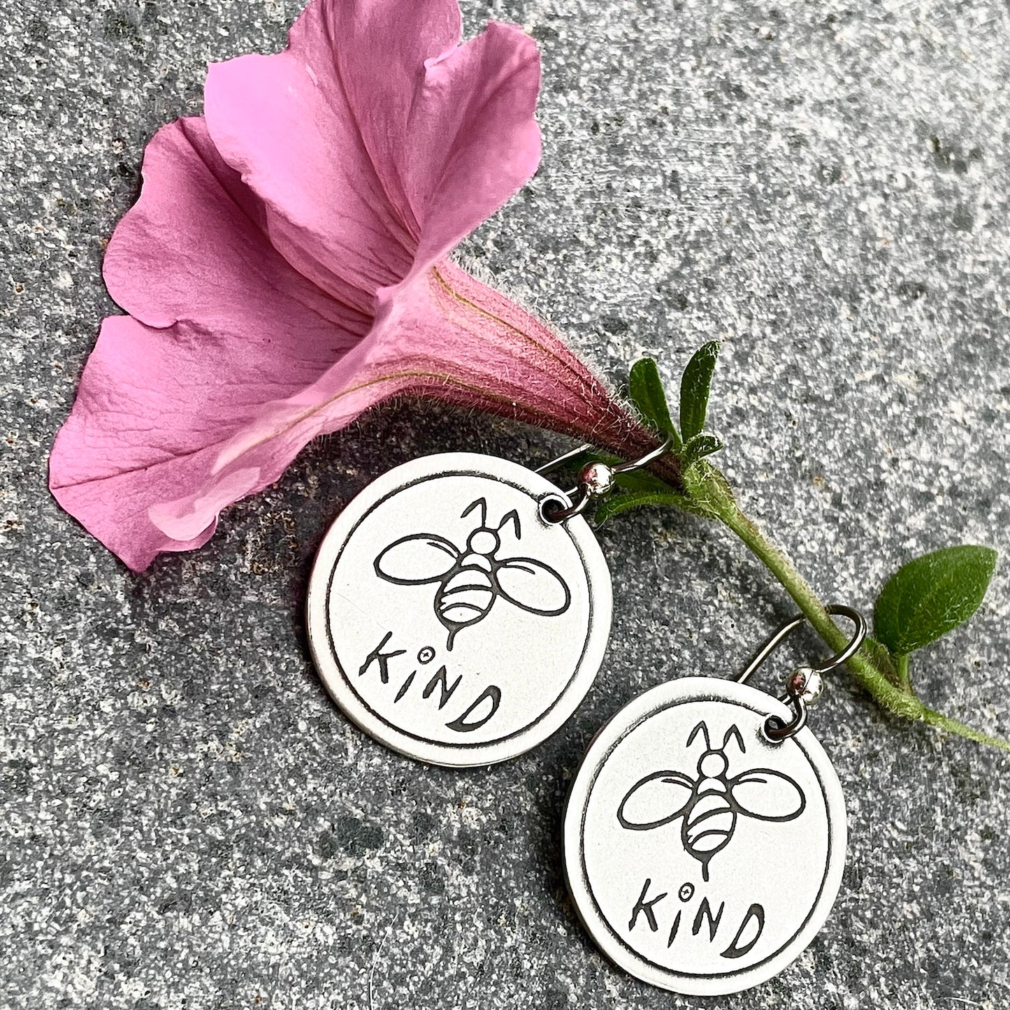 Bee Kind" Sterling Silver Earrings